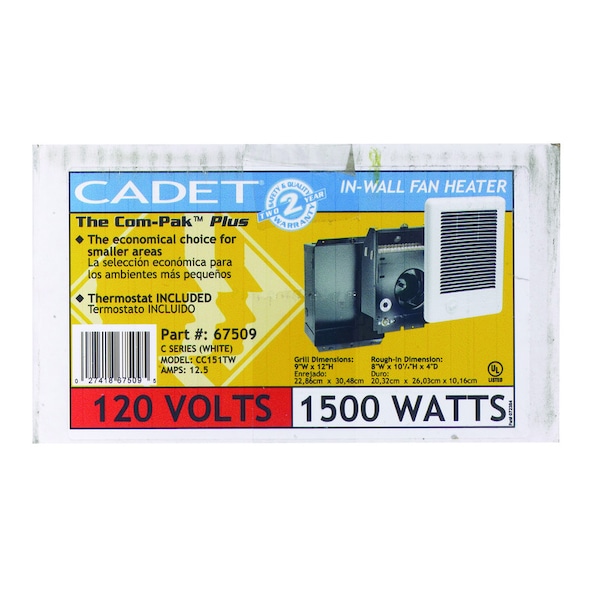 Compak Plus Cadet Com-Pak 250 sq ft 5120 BTU Electric Wall Heater 67509 - main